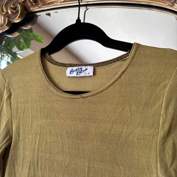 Vintage Betty Blue Olive Green Long Sleeve Shirt Small 90s - Picture 4 of 6
